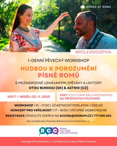 Pěvecký workshop Hudbou k porozumění - Písně Romů v neděli 23.11.2025