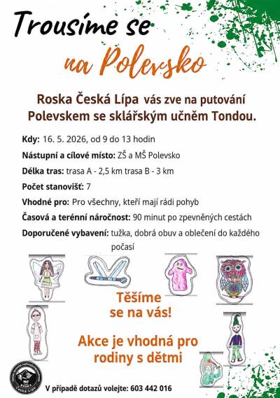 Roska Česká Lípa vás zve 16.5.2026 na putování Polevskem se sklářským učněm Tondou.